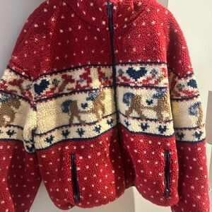Cyder Red Fleece Jacket with Horse Pattern
